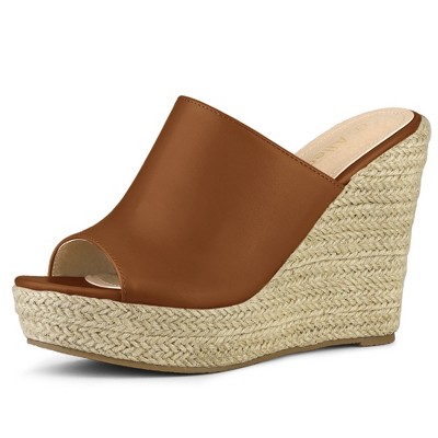 Allegra K Women's Open Toe Padded Insole Slip-on Platform Espadrille Sandals