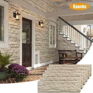 6-Packs Faux Stone Wall Covering Panels for Interior and Exterior Decor, PU Stone Veneer Exterior, Exterior Siding Panels, 46.46" x 12.99" - 1 of 4