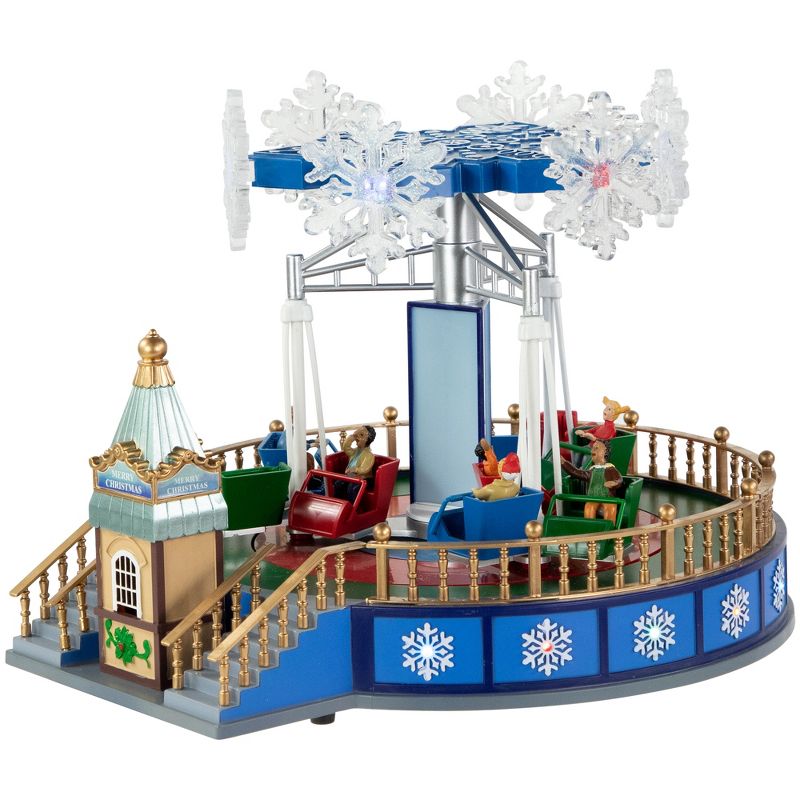 Northlight 12" LED Lighted Animated and Musical Carnival Blizzard Ride Christmas Village Display, 3 of 7