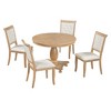 NicBex Round Dining Table Set for 4 Retro Wood Dining Set Pedestal Table Base with 4 Chairs for Kitchen - 2 of 4