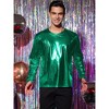 INSPIRE CHIC Men's Round Neck Long Sleeves Shining Disco Metallic T-Shirt - 3 of 4