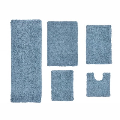 Fantasia Bath Rug Collection Cotton Shaggy Pattern Tufted Set of 5 Bath Rug Set - Home Weavers
