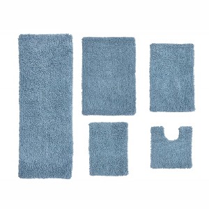 Fantasia Bath Rug Collection Cotton Shaggy Pattern Tufted Set of 5 Bath Rug Set - Home Weavers - 1 of 3