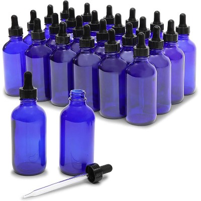 24 Pack 4oz Cobalt Blue Round Glass Bottles with Glass Droppers and 6 Funnels for Essential Oils and Perfumes