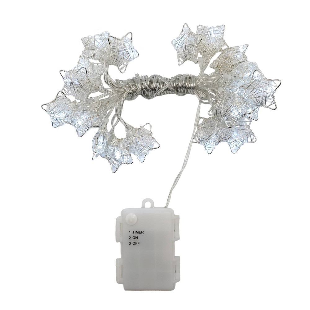 Lumabase Battery Operated String Lights with 20 Silver Stars