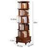 TIRAMISUBEST 6-Tier Rotating Bookshelf - 360¡ã Spinning Bookcase w/Wheels for Small Spaces, Narrow Wood Storage (Walnut) - 2 of 4