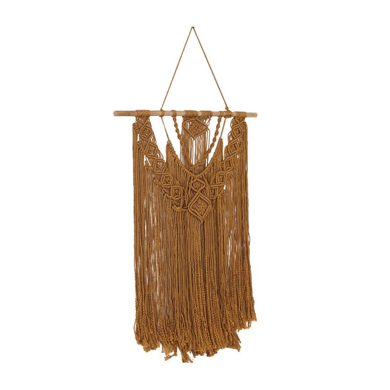 49&#34; x 27&#34; Fabric Macrame Handmade Intricately Weaved Wall Decor with Beaded Fringe Tassels Brown - Olivia &#38; May, 3 of 6