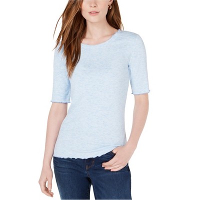 maison Jules Womens Lettuce Edge Basic T-Shirt