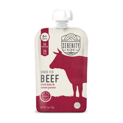 Serenity Kids Grass Fed Beef with Organic Kale & Sweet Potato Baby Food Pouch - 3.5oz