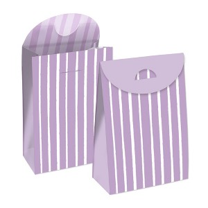 Big Dot of Happiness Purple Stripes - Simple Gift Favor Bags - Party Goodie Boxes - Set of 12 - 1 of 4