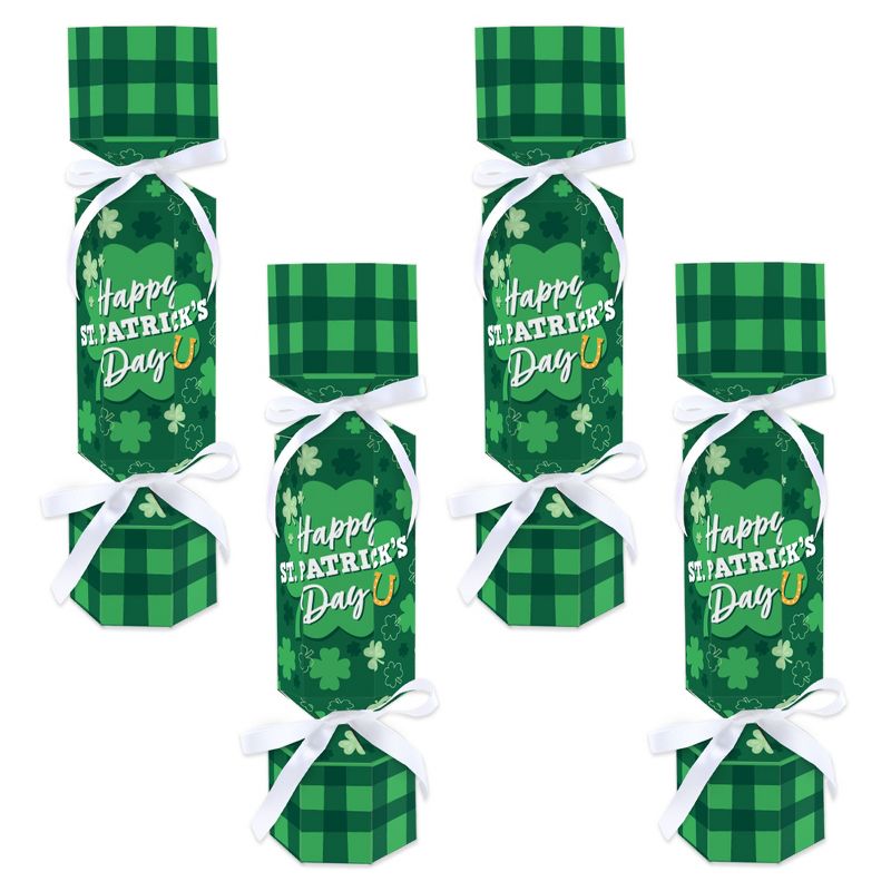 Big Dot of Happiness Shamrock St. Patrick's Day - No Snap Saint Paddy’s Day Party Table Favors - DIY Cracker Boxes - Set of 12, 1 of 10