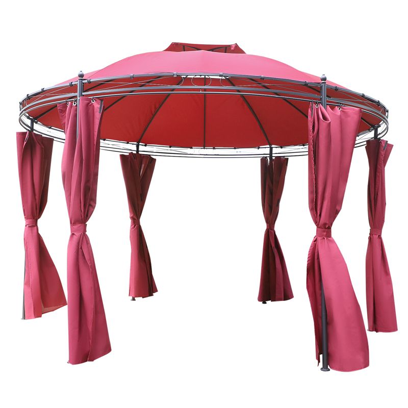 Outsunny 11.5' Steel Outdoor Patio Gazebo Canopy with Double roof Romantic Round Design & Included Side Curtains, 4 of 9