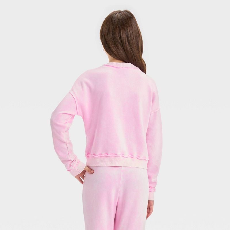 Girls' Washed Fleece Pullover Sweatshirt - art class™, 3 of 5