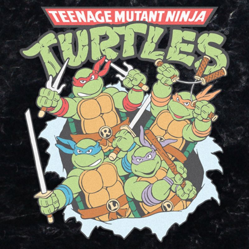 Juniors Womens Teenage Mutant Ninja Turtles Team in Action T-Shirt, 2 of 5