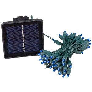 Novelty Lights 50 Light LED Solar Powered String Lights 3" Spacing Green Wire 22.5 Feet - 1 of 4