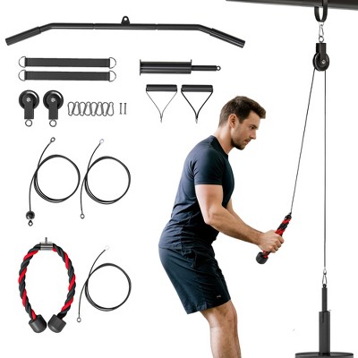 Soozier Weight Pulley System, Cable Pulley System with Universal Loading Pin for LAT Pull Down, Biceps Curl Workout, Red