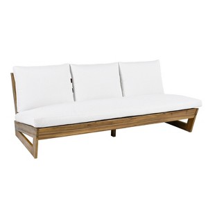 Christopher Knight Home Mistvale 67" Modern Acacia Wood Outdoor Sofa with Cushions - 1 of 4