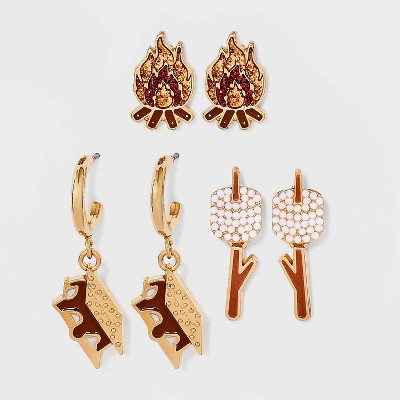 SUGARFIX by BaubleBar 'Let's Get Lit' Statement Earrings -Brown/White/Gold