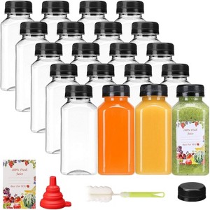 Plastic Juicing Bottles with Caps, 20-Piece 16oz Clear Drink Containers for Smoothies - 1 of 4
