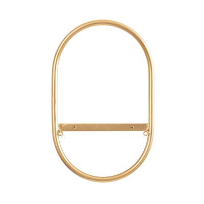 White and Gold Modern Floating Wall Shelves Set of 2