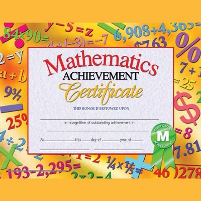 Hayes Mathematics Achievement Certificate, 11 x 8-1/2 inches, Paper, pk of 30