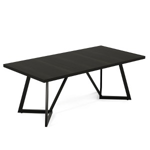 Lirago 70.8" Modern Rectangular Office Desk Sturdy Metal Legs Minimalist Design Home Study Meeting Table Black Wood Grain Top Black - 1 of 4