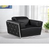 HomeRoots 47" Black and Silver Italian Leather Club Chair - 2 of 4