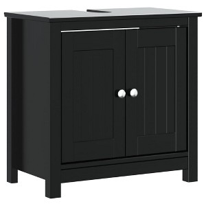 vidaXL Bathroom Sink Cabinet Black Solid pine wood, engineered wood, metal - 1 of 4
