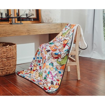 Nickelodeon Cartoon Collage Multicolor Fleece Throw Blanket 45 x 60 Inches