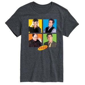 Men's Seinfeld Character Cast Grid Short Sleeve Graphic T-Shirt - Heather Charcoal - X-Large - 1 of 4