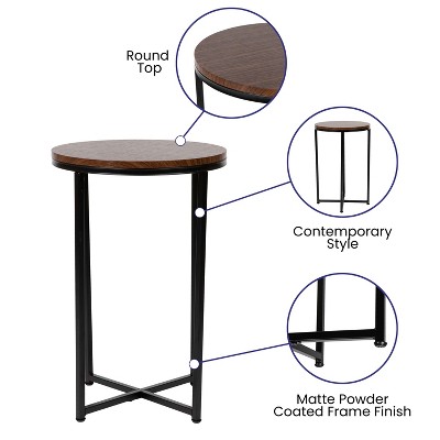 Walnut Crisscross 3-Piece Coffee & End Table Set with Matte Black Legs