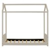 YOOCOZZ Kids' Velvet Upholstered House Bed with Roof and Striped Headboard - Beige - 2 of 4