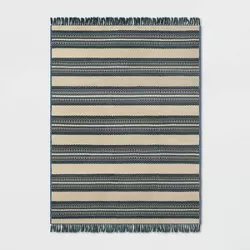 7' x 10' Stripe Outdoor Rug Blue/Beige - Threshold™
