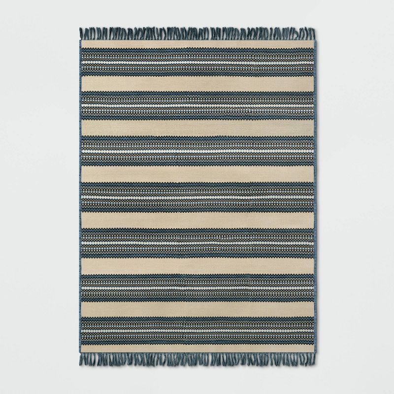 7&#39; x 10&#39; Stripe Outdoor Rug Blue/Beige - Threshold&#8482;, 1 of 3