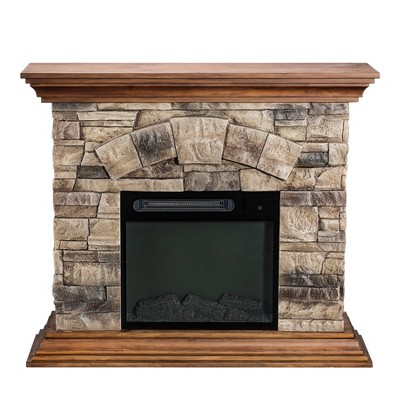 40" Freestanding Electric Fireplace Tan - Home Essentials