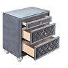 Vynxaria Glam Traditional 3-Drawer Nightstand - 1pc, Velvet Tufted Fronts, Faux Crystal Knobs, Pull-Out Jewelry Tray, Dovetail Construction - 3 of 4