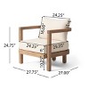 Outdoor Patio Wooden Club Arm Chair,Garden Backyard Tub Shape Fabric Upholstered Dining Armchair,Modern Curved Back Arm Chair-Coolbibila - 4 of 4