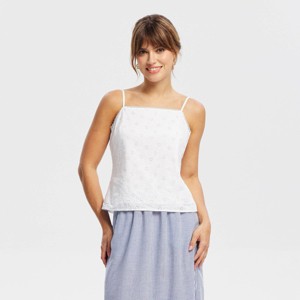 Women's Eyelet Cami - Universal Thread™ White Floral L : Target