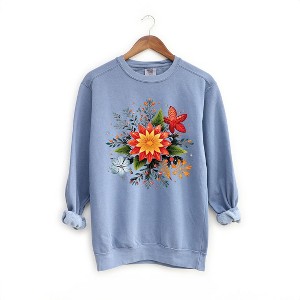 Simply Sage Market Women's  Garment Dyed Graphic Sweatshirt  Winter Plants - 1 of 3