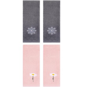 REGALWOVEN 4 Pcs Cotton Soft Absorbent Floral Pattern Hand Towel 13" x 30" - 1 of 4