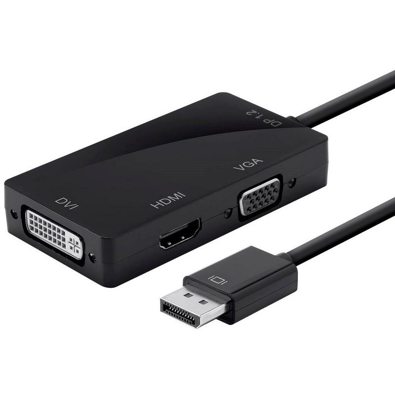 Monoprice DisplayPort 1.2a to 4K HDMI, Dual Link DVI, and VGA Passive Adapter, Black (112802), 1 of 5