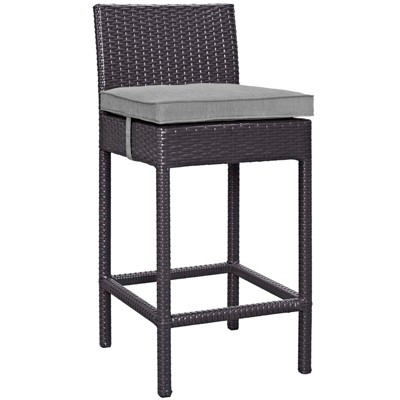 Modway Convene Outdoor Patio Fabric Bar Stool Espresso Gray