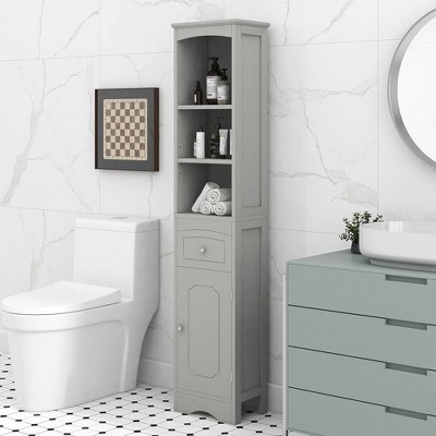 Tall Bathroom Cabinet Freestanding Storage Floor Cabinet With Drawer Adjustable Shelf For Home Bathroom Kitchen