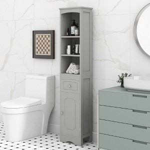 Tall Bathroom Cabinet Freestanding Storage Floor Cabinet With Drawer Adjustable Shelf For Home Bathroom Kitchen - 1 of 4