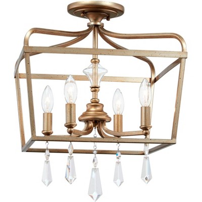 Elegant Brio Gold 4-Light Pendant with Faceted Crystal Accents