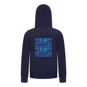Everyday Kids Hanukkah Collection “Eight Nights Eight Lights” Zip Up Hoodie – Holiday Sweatshirt - 1 of 4