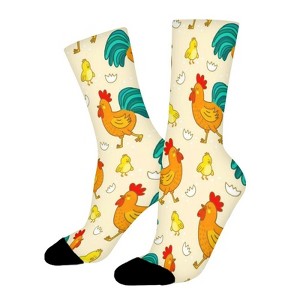 Chicken And Chick Pattern Women Printed Crew Socks Funny Funky Socks Soft Polyester Novelty Gifts for Artists Men - 1 of 1