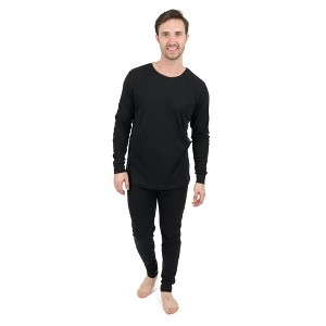 Leveret Mens Two Piece Cotton Solid Neutral Color Pajamas - 1 of 3