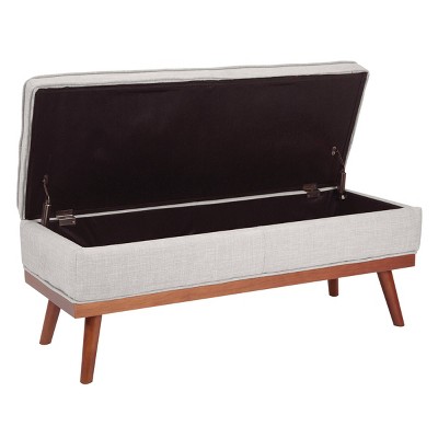 Katheryn Mid-Century Modern Grey Fabric Storage Bench