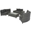 Sapphtopaz 8-Piece Modular Half-Moon Outdoor Patio Sofa Set, PE Rattan Wicker Modular Sofa, Curved Outdoor Sofa Set with Coffee Table & Cushion - 4 of 4